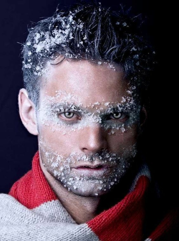 maquillage halloween homme iceman peau enneigée