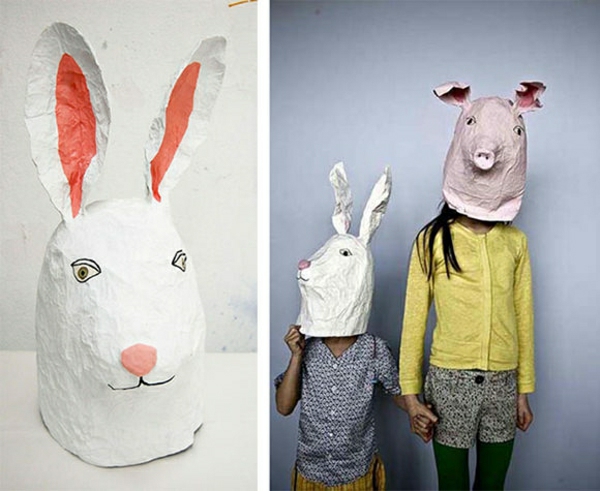 masque halloween à fabriquer vous-même lapin en papier mâché