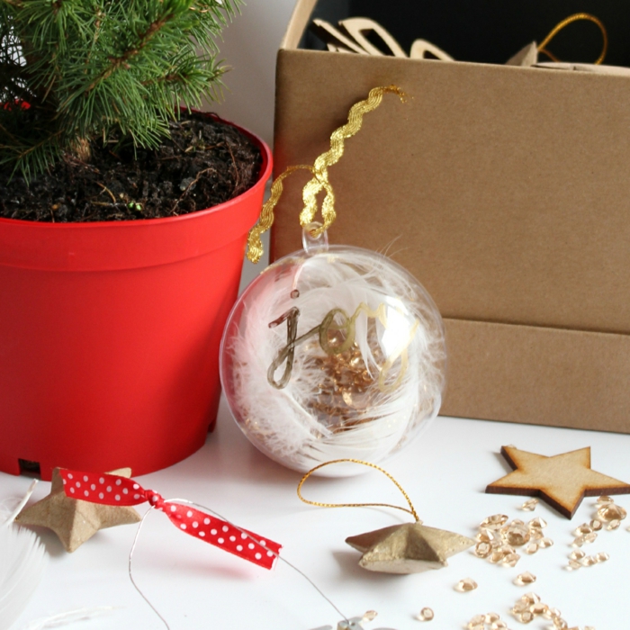 assiette de Noël déco avec une boule transparente