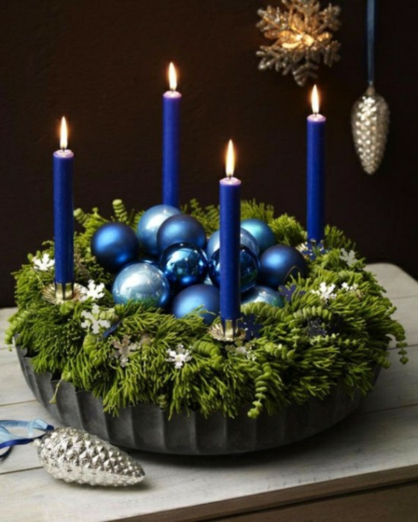 couronne de l'avent bougies bleues moule à gâteau métallique