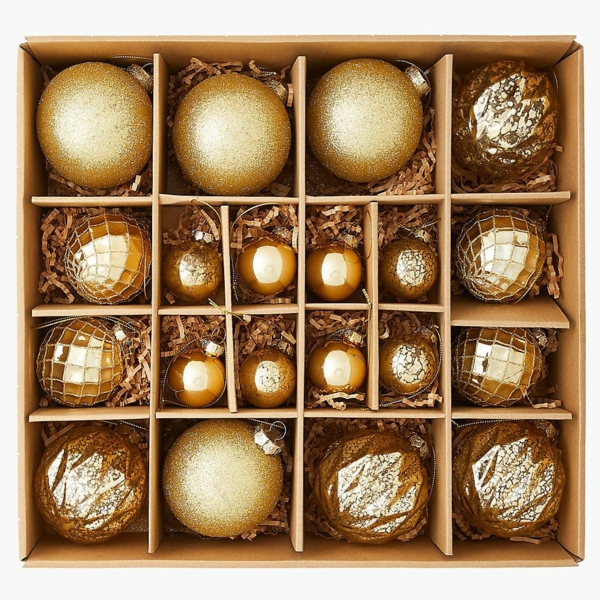 décoration sapin de noël avec des boules dorées