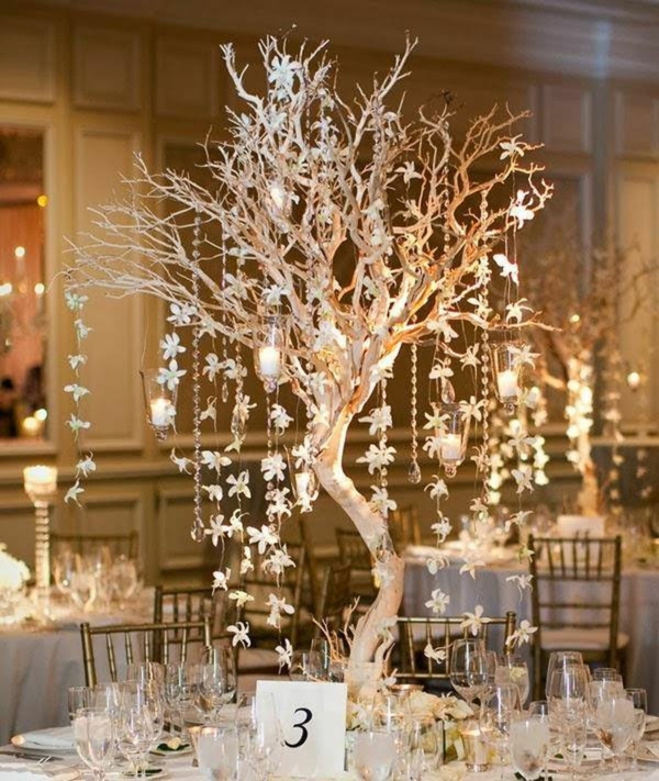 déco mariage hiver centre de table arbre décoratif lumineux