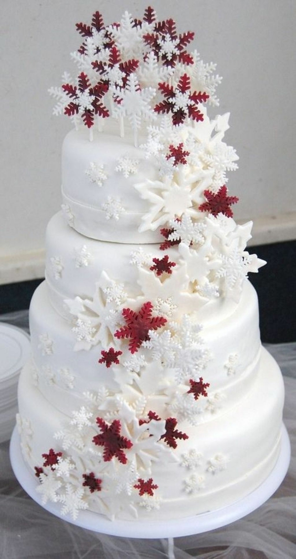déco mariage hiver décoration de gâteau de mariage flocons de neige en chocolat