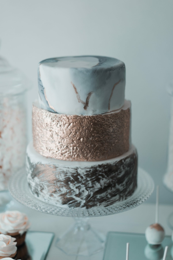 déco mariage hiver gâteau déco effet marbre