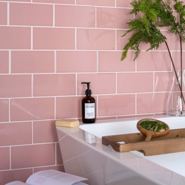 carrelage salle de bain 2020 en rose poudré