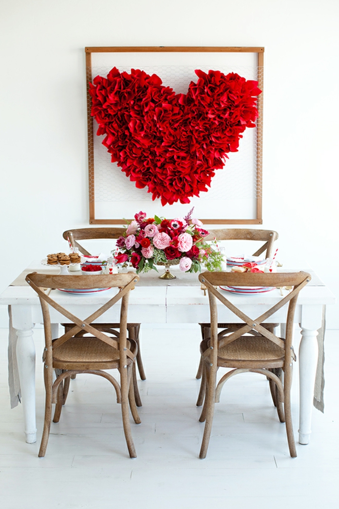 déco murale coeur en papier rouge déco chambre romantique