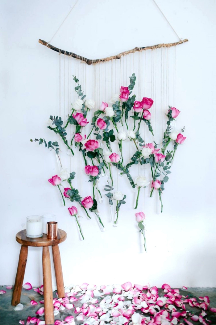 projet diy avec des fleurs artificiellesdéco chambre romantique
