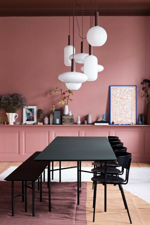 Tendances salle à manger 2020 peinture rose pastel