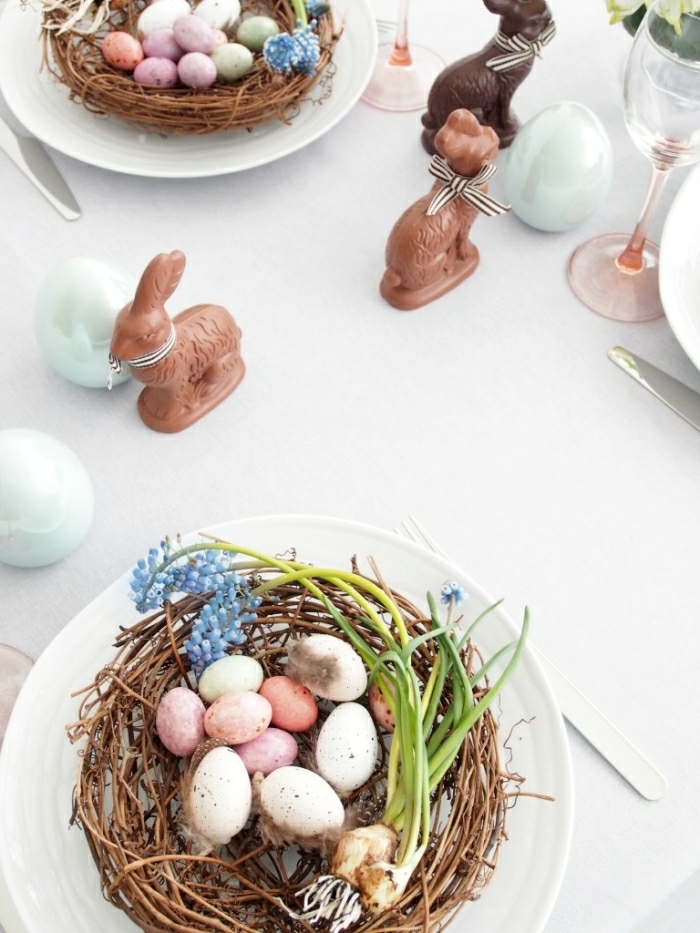 idée diy nid de pâques à faire pour décorer la table