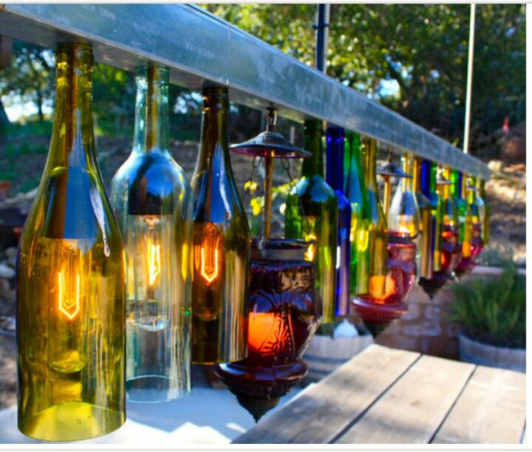lanterne extérieur à poser grande taille bouteilles de vin 