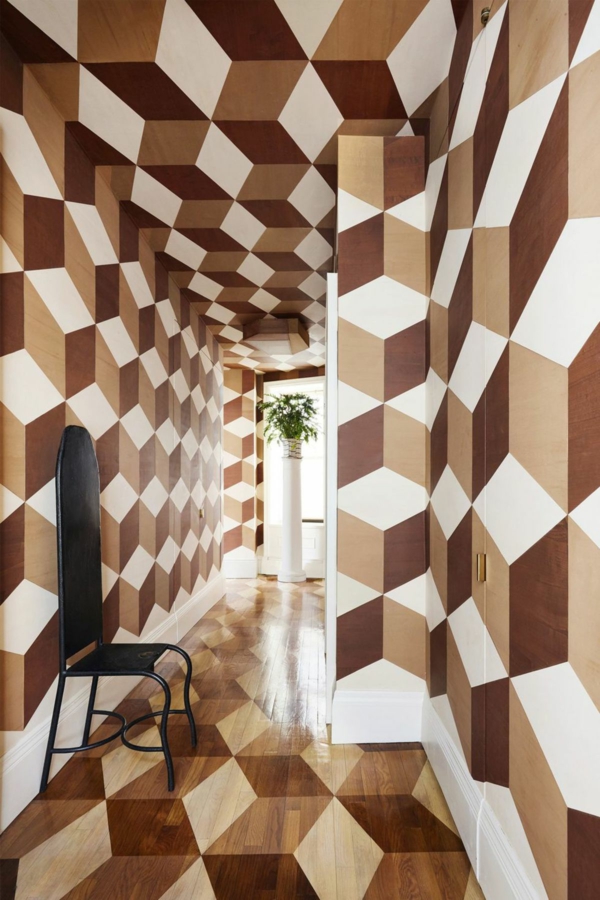 peinture géométrique losanges couloir
