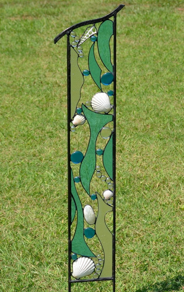 diy panneau décoratif de jardin fer verre pour vitrail coquillage