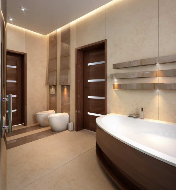 aménagement salle de bain la gamme beige et brun 
