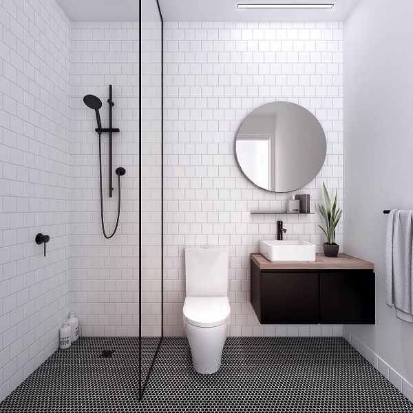 aménagement salle de bain très minimaliste 