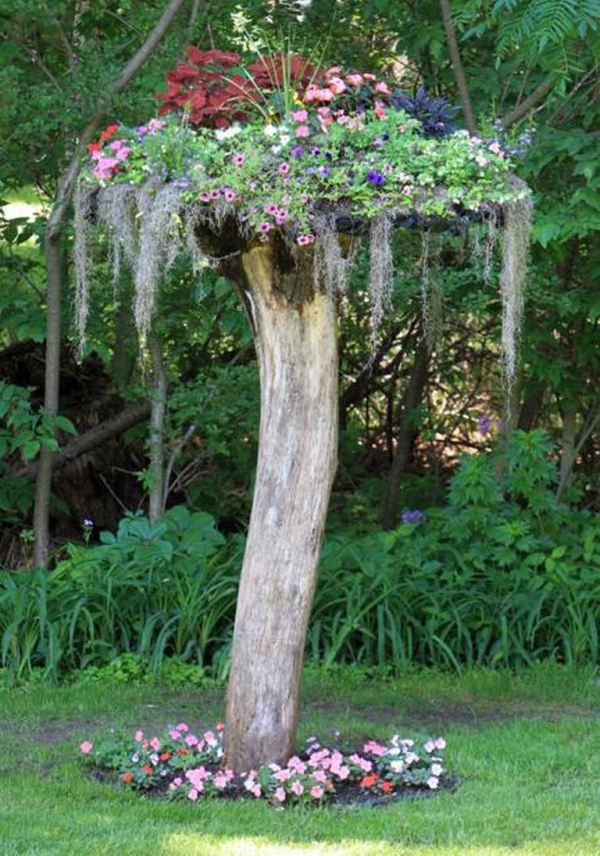 déco tronc d’arbre champignon énorme 