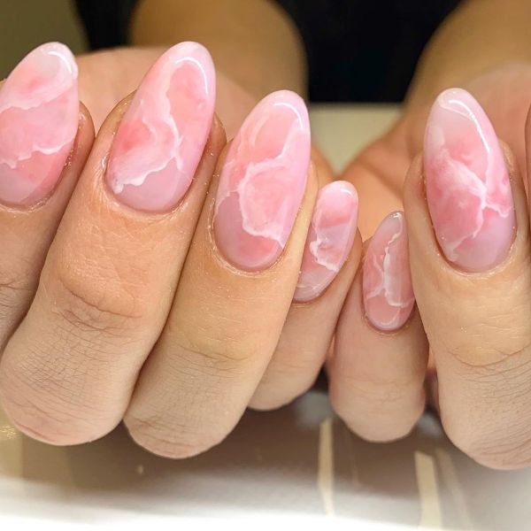 quartz rose géode nails manucure 2020
