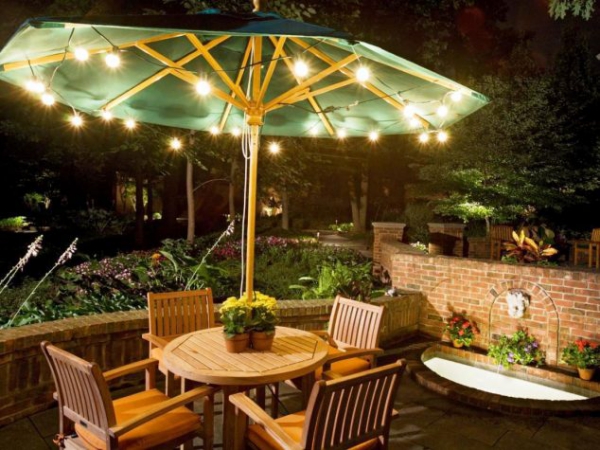 éclairage de jardin DIY accrocher sous le parasol 