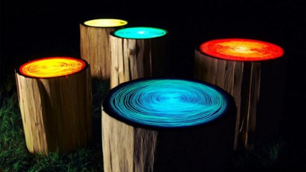 éclairage de jardin DIY imitation de troncs 