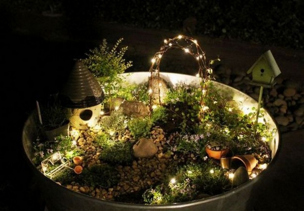 éclairage de jardin DIY petit coin forestier 