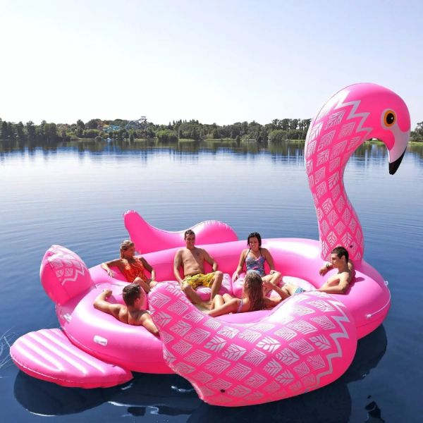 île gonflable flamant rose accessoire tendance pour piscine toboggan gonflable