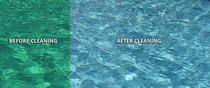 nettoyage fond de piscine avant et après 