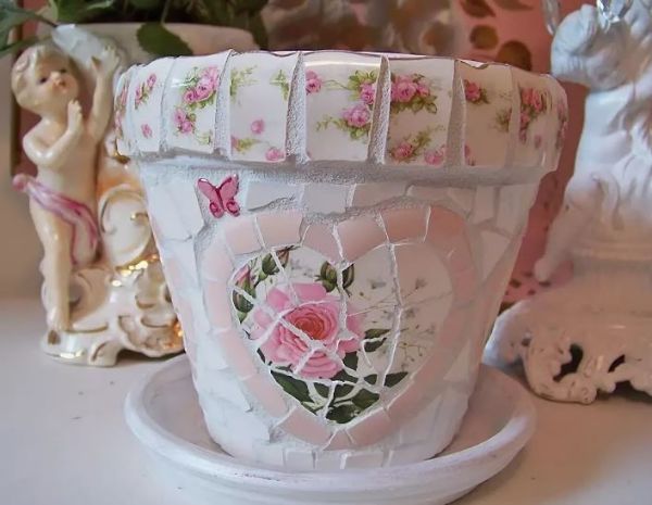 pot de fleurs customisé vaisselle ancienne bricolage créatif