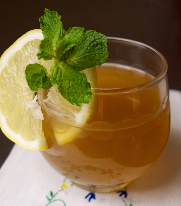 recette thé à la menthe une tranche de citron 